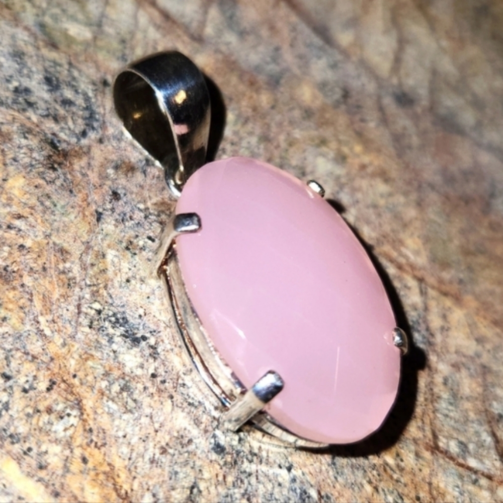Pink Chalcedony & Sterling Silver Pendant